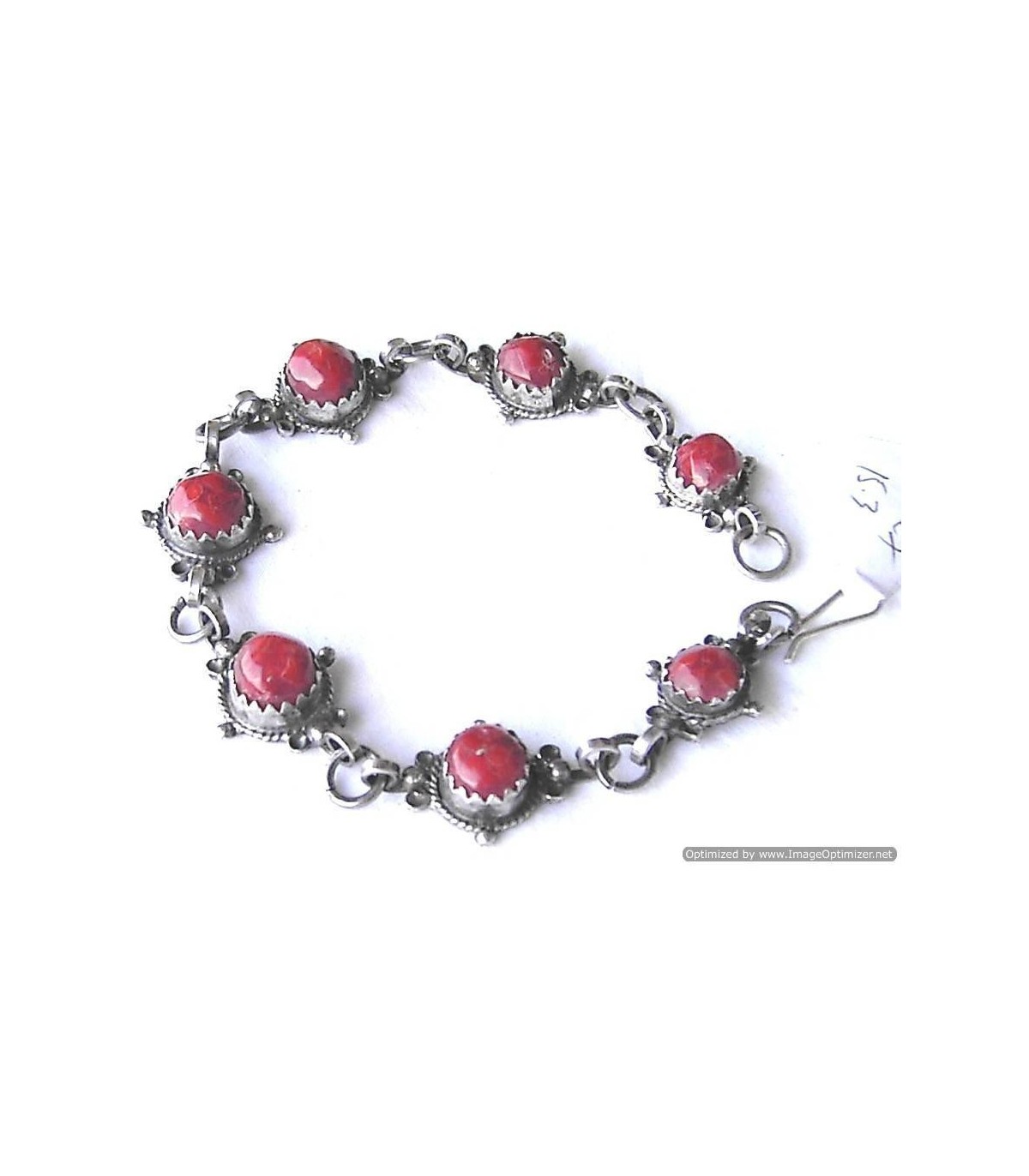 Boucles D'oreilles Berbères Anciennes - Argent Massif 925, Corail Naturel, Cloisonné émaillé, Pendantes, Occasion