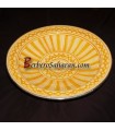 Large yellow Moroccan Ceramic Safi platter with silver