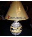 Handmade Algerian Tassili Berber bedroom side lamp in white ceramic & liquid Gold