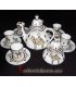 Handmade Algerian Tassili Berber Tea set in white ceramic & Gold