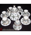 Handmade Algerian Green Tuareg star Tea set in white ceramic & Gold