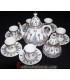 Handmade Algerian Tassili Berber Tea set in white ceramic & Gold