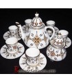 Handmade Algerian Brown Tuareg star Tea set in white ceramic & Gold