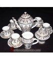 handmade Algerian Berber coffee set in white ceramic & Gold