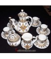 handmade Algerian Berber coffee set in white ceramic & Gold