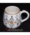 Top Quality Handmade Unique Algerian Berber coffee Mug in white ceramic & real Gold