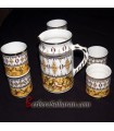 handmade Algerian Berber water set in white ceramic & Gold